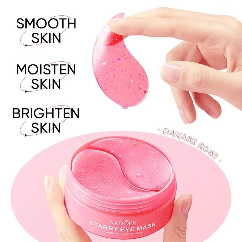 60 Pieces of Rose Starry Sky Collagen Eye Mask, Anti-Dark Circles, Anti-Eye Bags, Moisturizing and Firming Eye Patches, Eye Skin Care