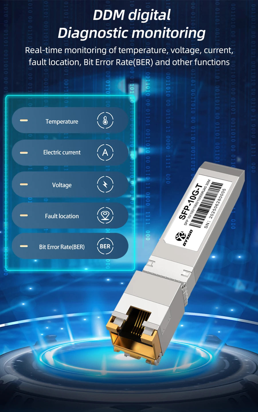 RJ45 SFP Module Adaptive Rate Plug and Play 1G / 10G  BASE-T SFP+ For Cisco/Ubiquiti/Dell, Copper SFP For Switch/Router/Server