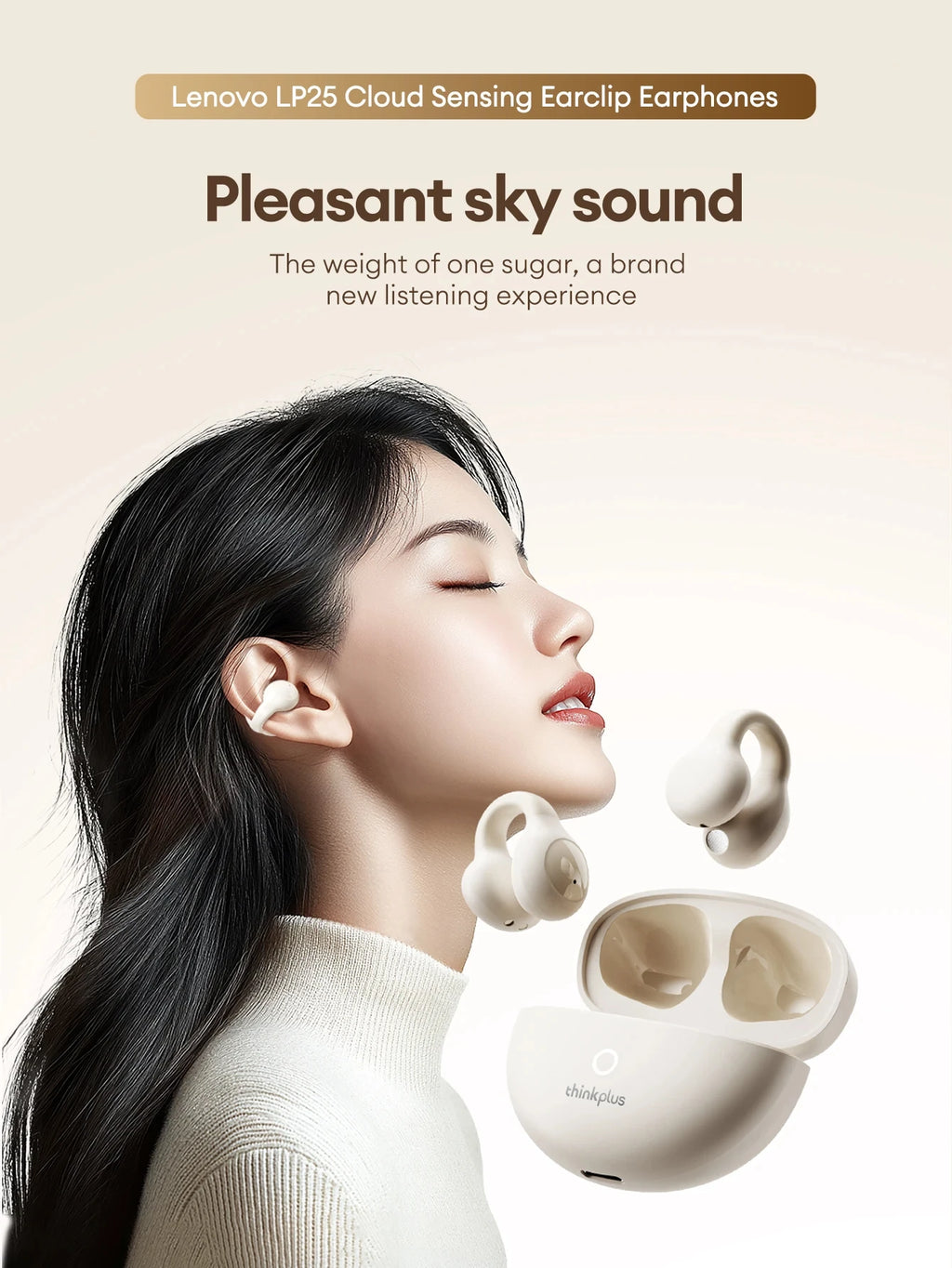 Origina Lenovo LP25 Bluetooth V5.4 Earphones Multi-function Ear-clip Design Headphones Fast Charging With Type-C Port Earbuds