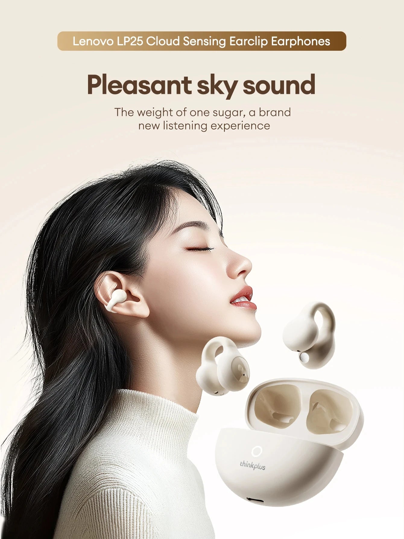 Origina Lenovo LP25 Bluetooth V5.4 Earphones Multi-function Ear-clip Design Headphones Fast Charging With Type-C Port Earbuds
