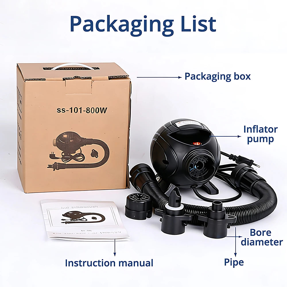800W Electric Air Pump 2-in-1 Inflate Deflate Voltage：AC110/220V AU US EU UK Plug for Pool Boat Yoga Mat Vacuum Bag、air Bed