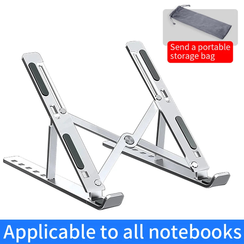 Foldable aluminum laptop stand, adjustable height tabletop laptop stand, laptop stand for desk compatible with macbook air pro