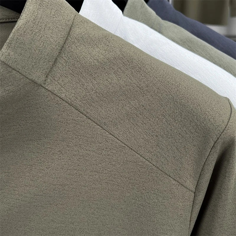 Luxury Men's Brand Spring High Quality T-Shirt Mock Neck Zipper Printing Long Sleeves Hoodie Leisure Fashion Men's Clothing Tops