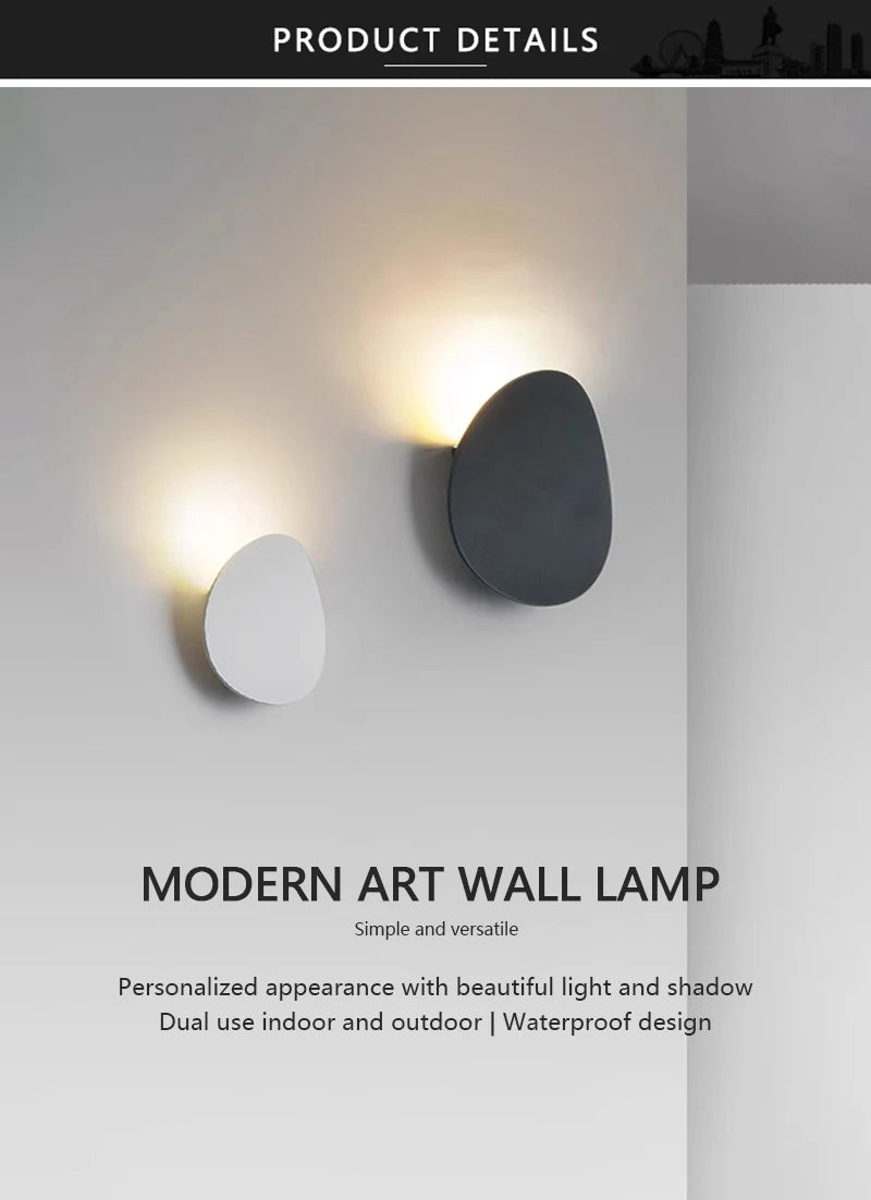 LED Wall Lamp Indoor and Outdoor IP65 Waterproof White/black Modern Minimalist Aluminum Home Light Porch Garden Light AC85-265V