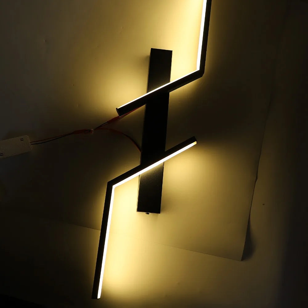 AC 85-265V LED Wall Lights 3 Color Temperature CRI 80 Wall Sconce Fixtures Black Line Design Metal Iron Art Wall Light Fixtures