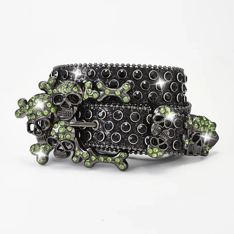 Skull Pile Rhinestone Punk Belts Men Women Coral Rhinestone Gothic Y2K Spice Girls Rock Hip Hop Belt Jeans Decoration Nightclub