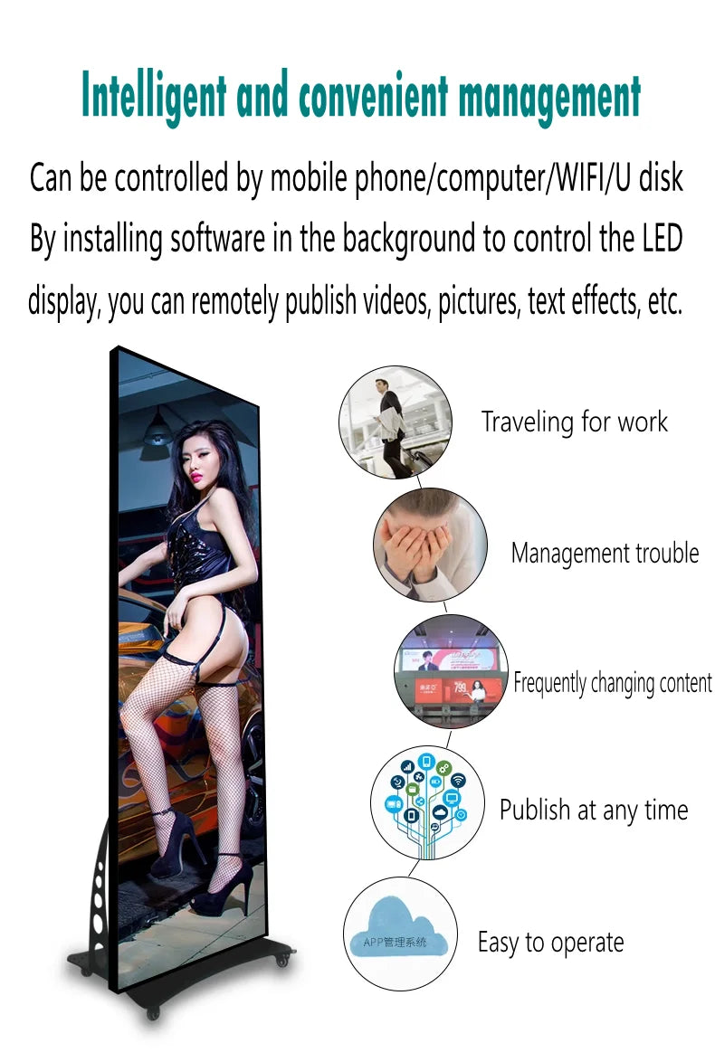High Refresh Indoor GOB LED Poster Display Screen 640x1920mm High-Definition Multi-Unit Splicable for Business & Entertainment