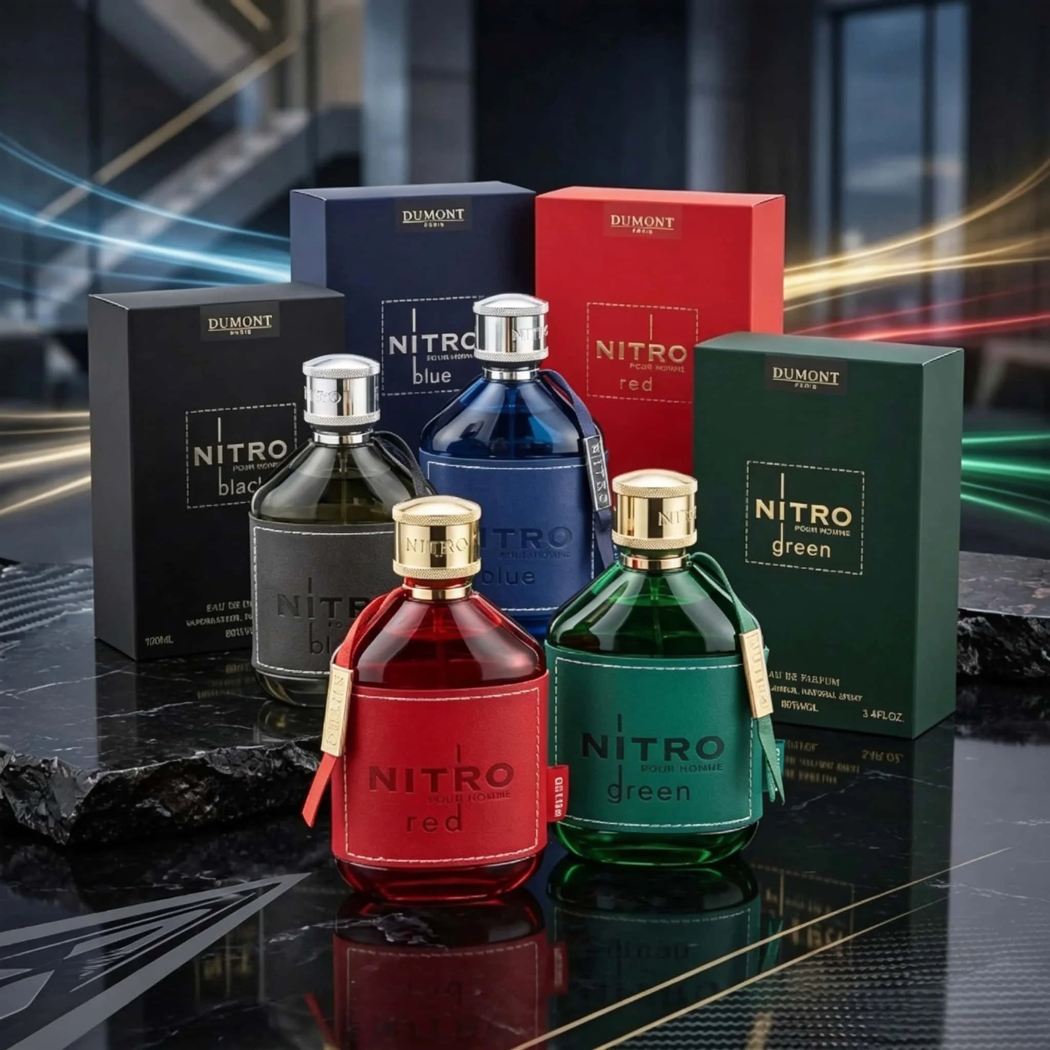 Luxury Men Eau De Parfum Spray, Long Lasting Fragrance, Premium Scent, Nitro Red Blue Black Green Similar Perfume, 100ml