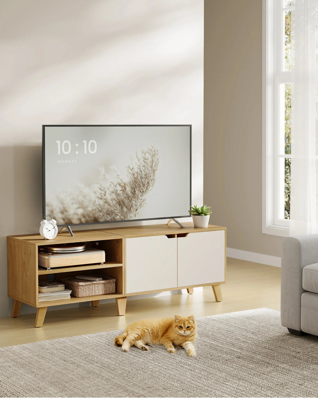 VASAGLE Low board TV wardrobe, Long 140cm, for television up to 65 inches