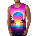 vintage Summer 3D New Coconut Trees Printed Tank Top Tropical Leaves Graphic Tank Tops Men Fashion Cool Streetwear Clothing Vest
