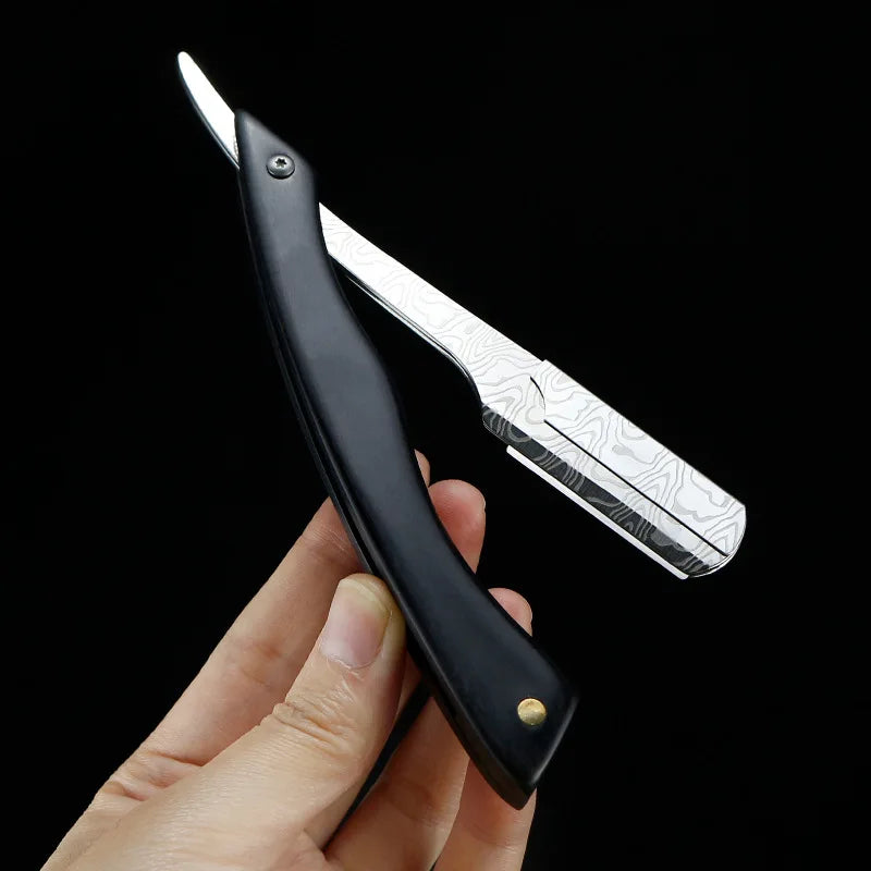 wooden trimmer manual shaver professional straight edge stainless steel sharp barber razor folding shaving blade shave beard cut