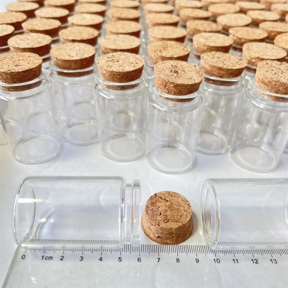8/30 Pcs 40ml Glass Dried Flower Bottle Cork Tiny Glass Jars Transparent Empty Mini Containers DIY Wedding Favors Wishing Vials