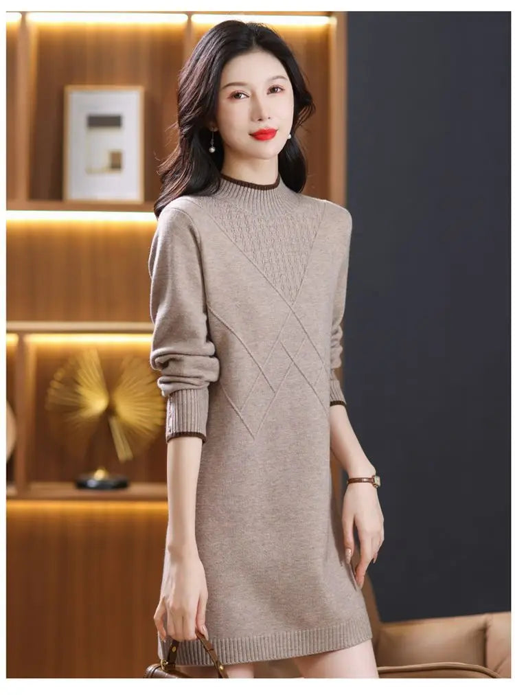 Women's Turtleneck Knitwear Top Long Sleeve Pullover Sweater Woman Clothing Fall Winter Knit Basic Blouse Wool Ladies Sweater
