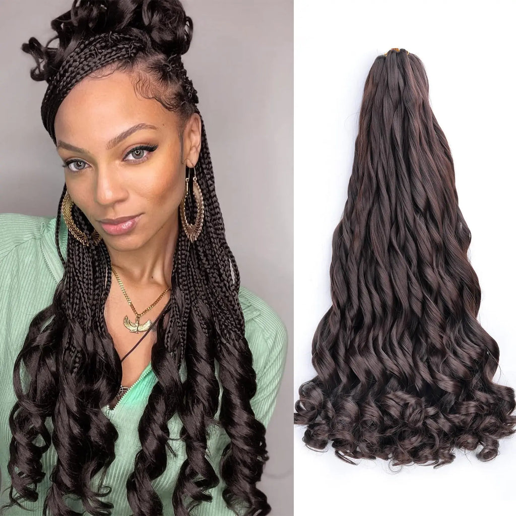 16Inch French Curls Braiding Hair Synthetic Spiral Curls Braids Hair Extensions Pre Stretched Loose Wave Braiding Hair For Women