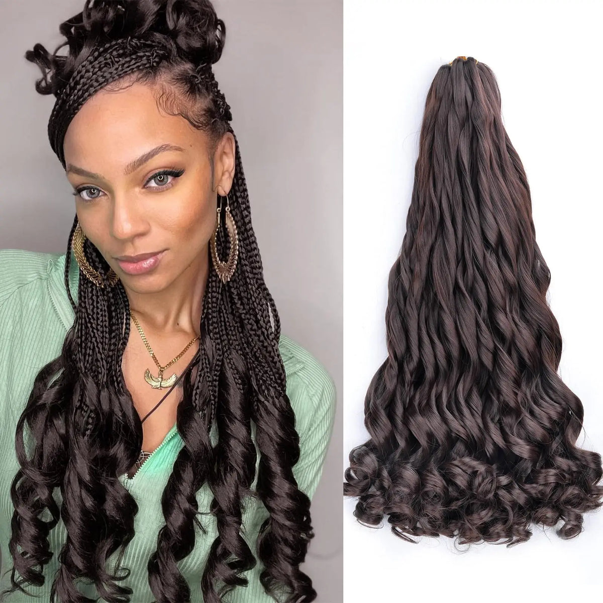 16Inch French Curls Braiding Hair Synthetic Spiral Curls Braids Hair Extensions Pre Stretched Loose Wave Braiding Hair For Women