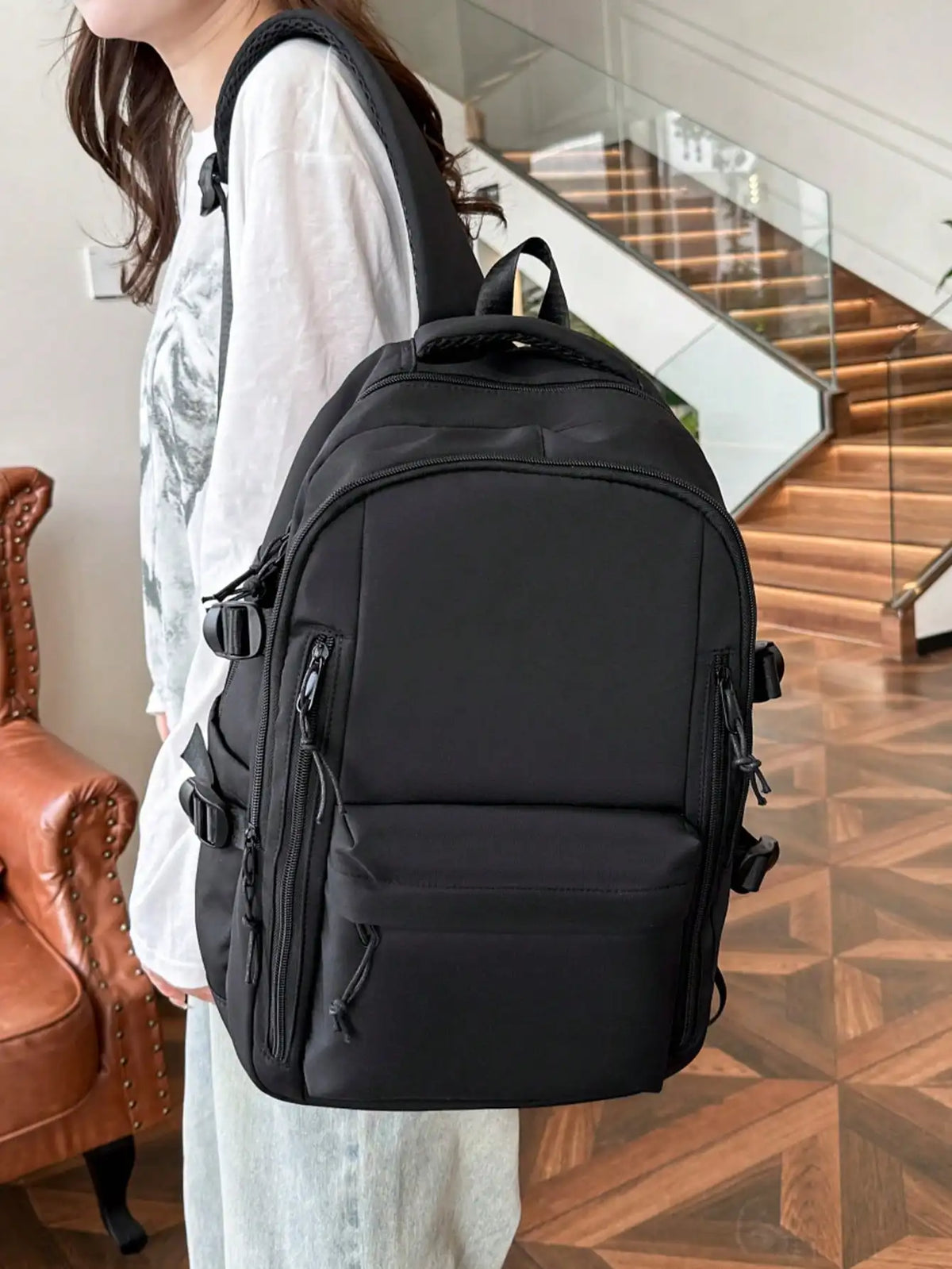 Fashionable and Casual Lightweight Nylon Backpack Large Capacity Multi Compartment Student Bag Travel Bag Suitable for Daily Use