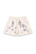 2026 Summer Y2K Gothic Weapon Print Mesh Shorts Men Breathable Streetwear Elastic Waist Casual Gym Lightning Pattern Shorts