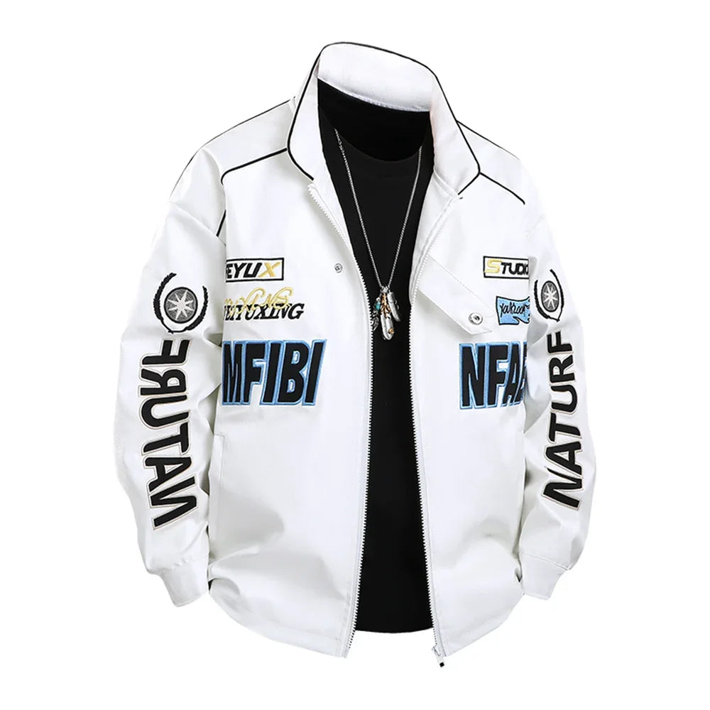 2029  Motorbiker Jacket Men's American Autumn Winter Hip-hop PU Leather Jackets Men Streetwear Racing Motorcycle Wear