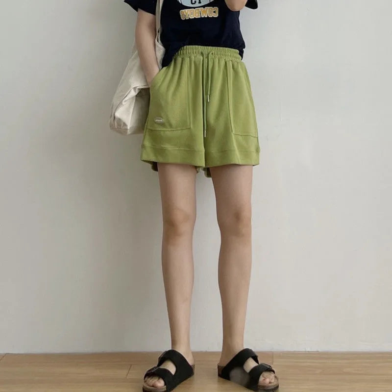 Women's Comfortable Loose Wide-legged Drawstring A Pants Slim Waist Slim Fit Casual Home Versatile Sports Shorts New