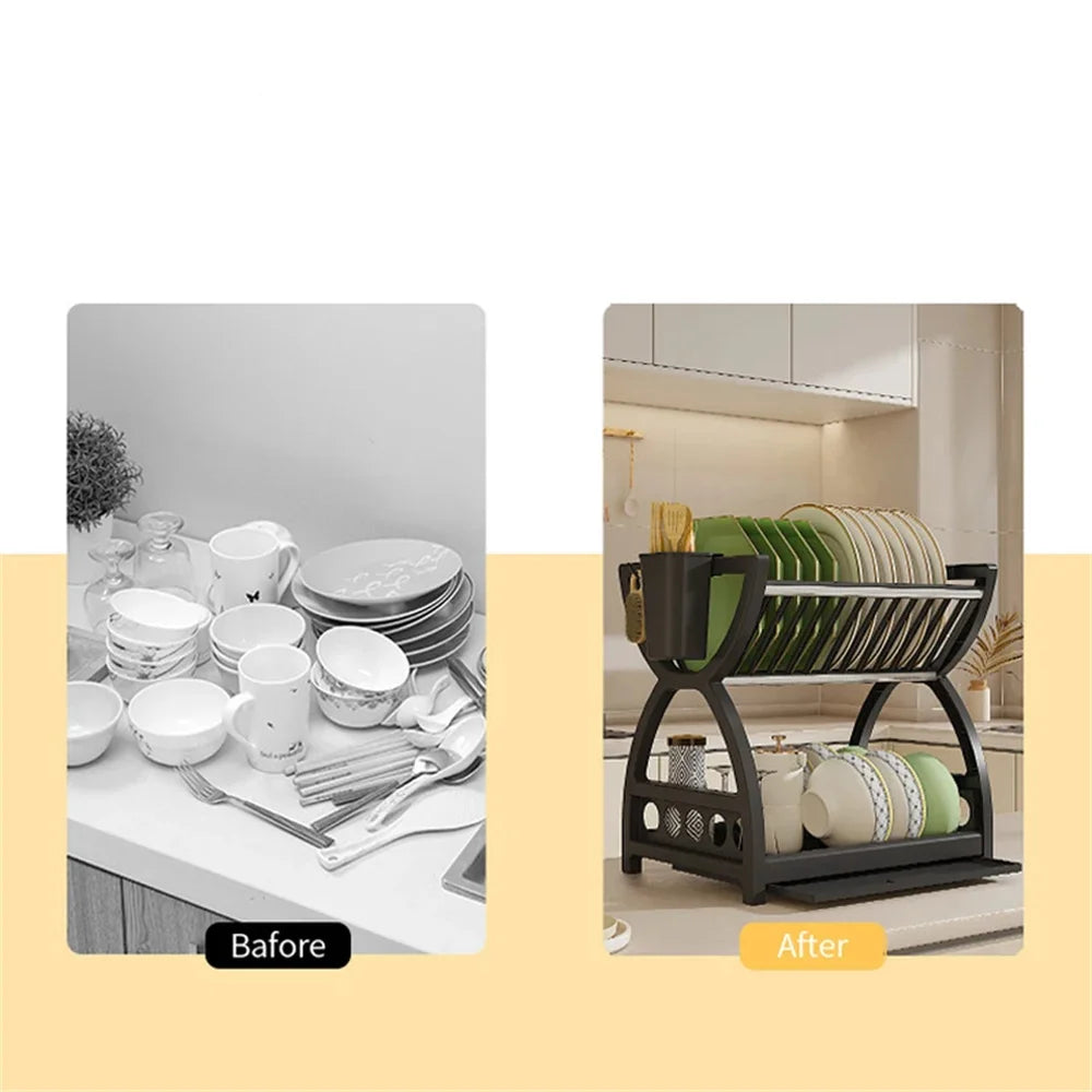 Kitchen Storage Rack, Bowl And Dish Storage Rack, Drain Rack, Household Multifunctional Bowl And Chopstick Rack Storage Box ﻿