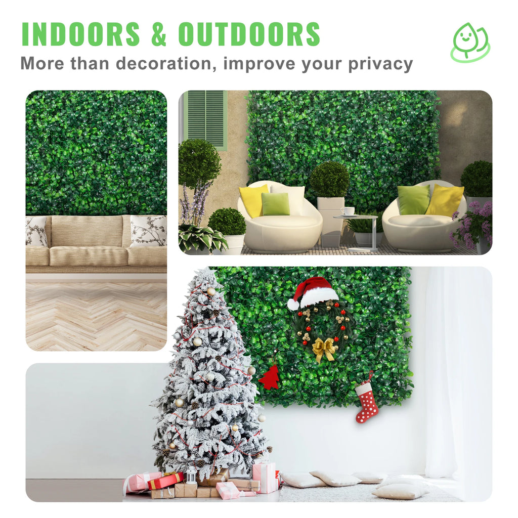 SucceBuy 12PCS 10x10 in Artificial Boxwood Panels Boxwood Hedge Wall Mat Artificial Grass Backdrop Privacy Screen UV Protected