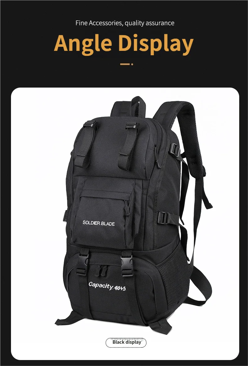 40L Travel Tactical Backpack Men Women Outdoor Travel Cycling Large Capacity Waterproof Lightweight Weight-Lifting Hiking Bag