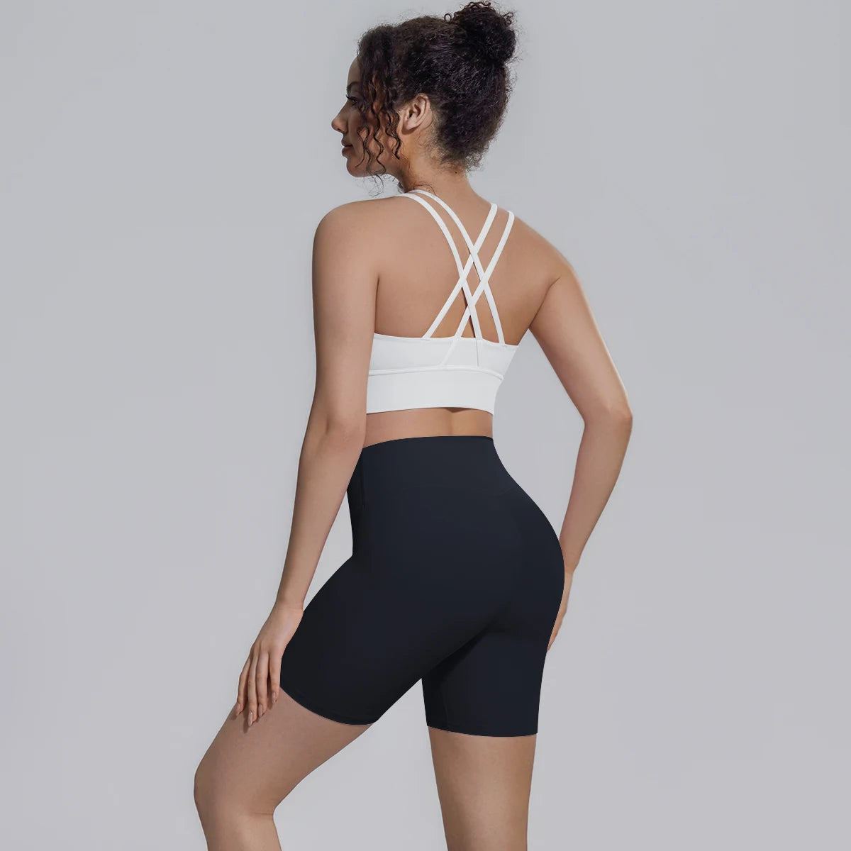 2PCS/set Yoga Set Summer Breathable Running Cycling Backless Sports Bra High Waist Peach Buttocks Fitness Shorts Gym Yoga Set