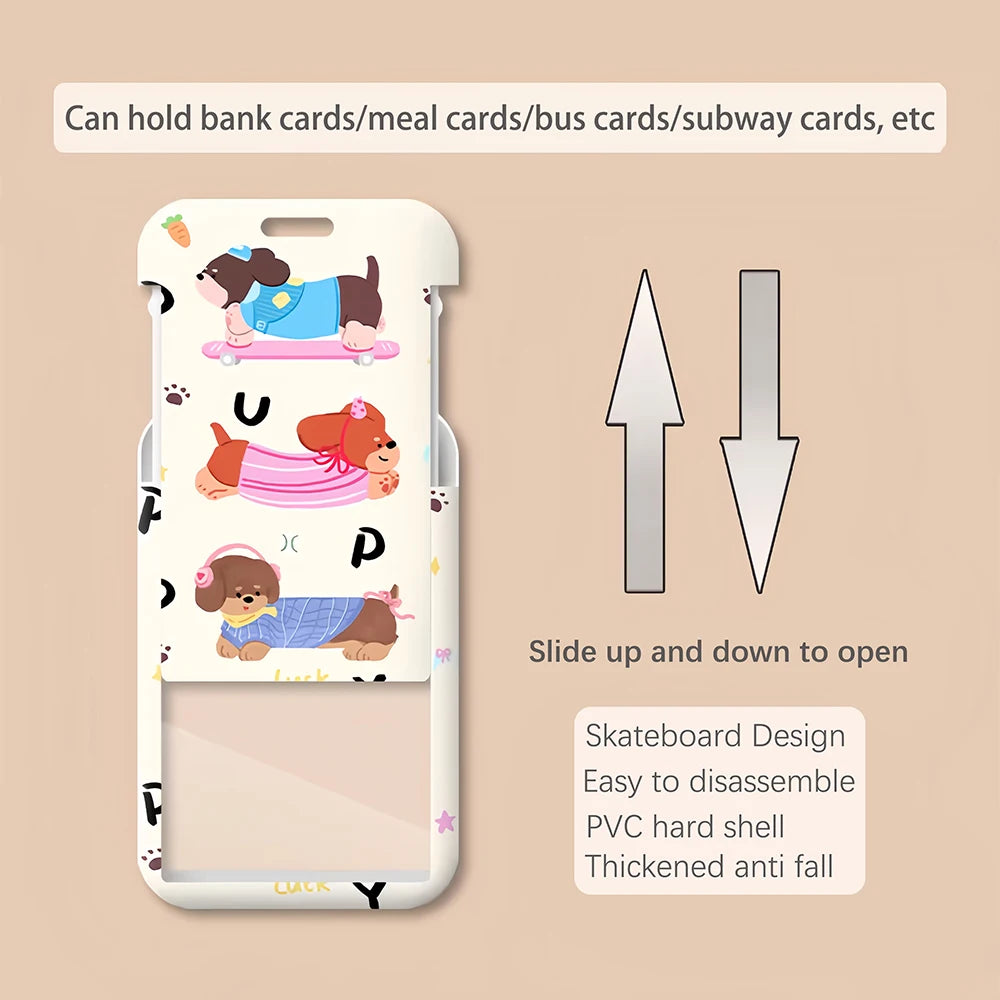 Kitty Cute Cat Meme Funny Card Holder Cardcase Bank Credit Student ID Subway Work Permit Badge Holder Door Card
