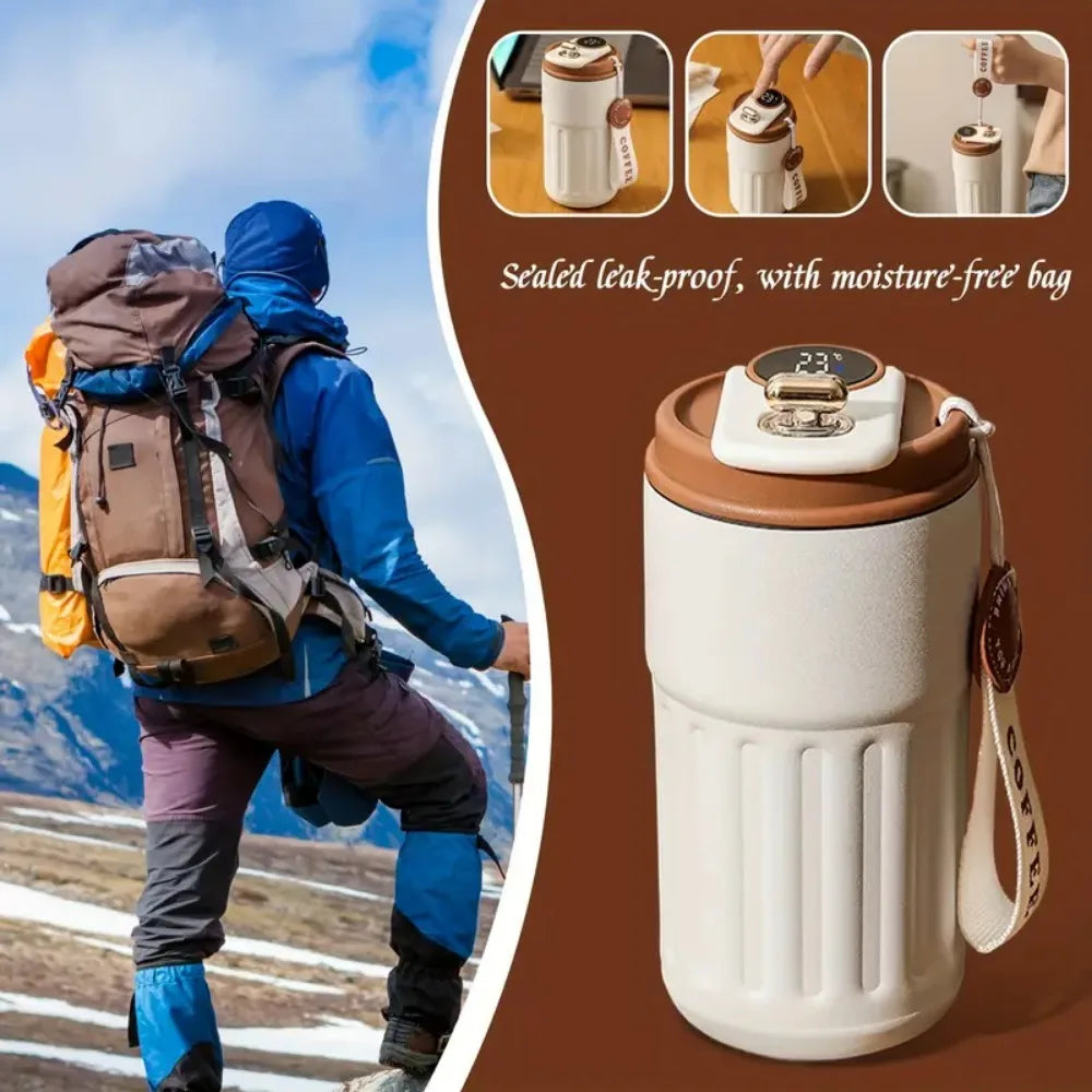 1pc Smart Thermos Bottle Water Digital LED Temperature Coffee Cup Stainless Steel Vacuum Cup Office Cup Business Portable Mug