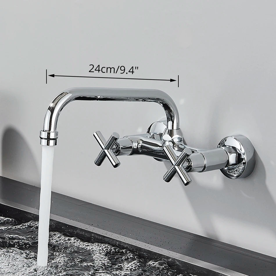 Black Kitchen Faucet Hot And Cold Water MixerFaucets Wall Mounted Tap Vessel Sink Mixer Tap Swivel Spouts Basin Mixer Tap Crane