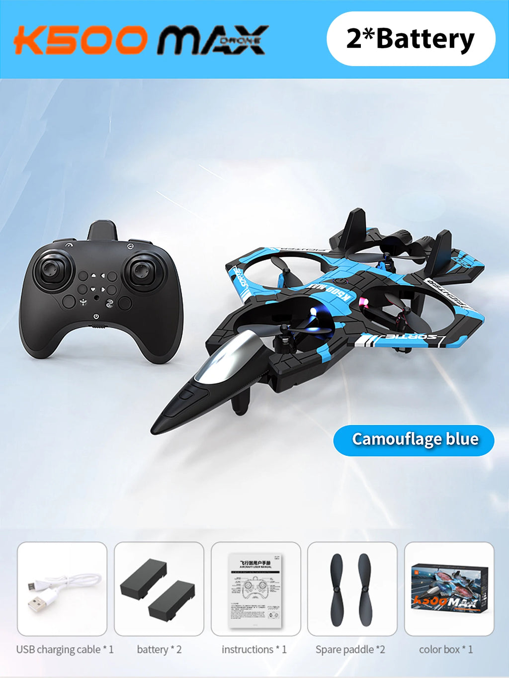 K500MAX Drone Fighter Jet 4k HD Professional Drone Camera WIFI Fpv Aircraft Quadcopte Aerial Photography Drone Birthday Toys