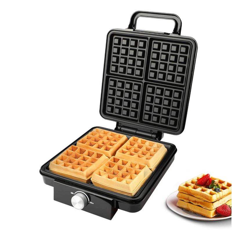 1000W Stainless Steel Non Stick 4 Slice Big Belgian Waffle Maker Easy Clean