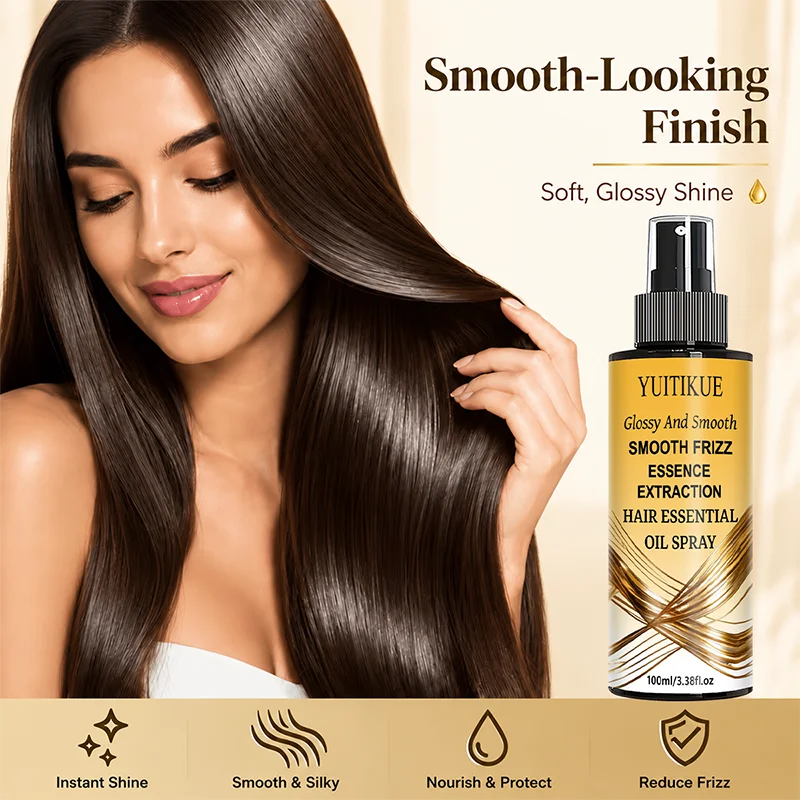YUITIKUE Smooth Frizz Hair Essential Oil Spray Lightweight Glossy Shine Anti-Frizz 100ml