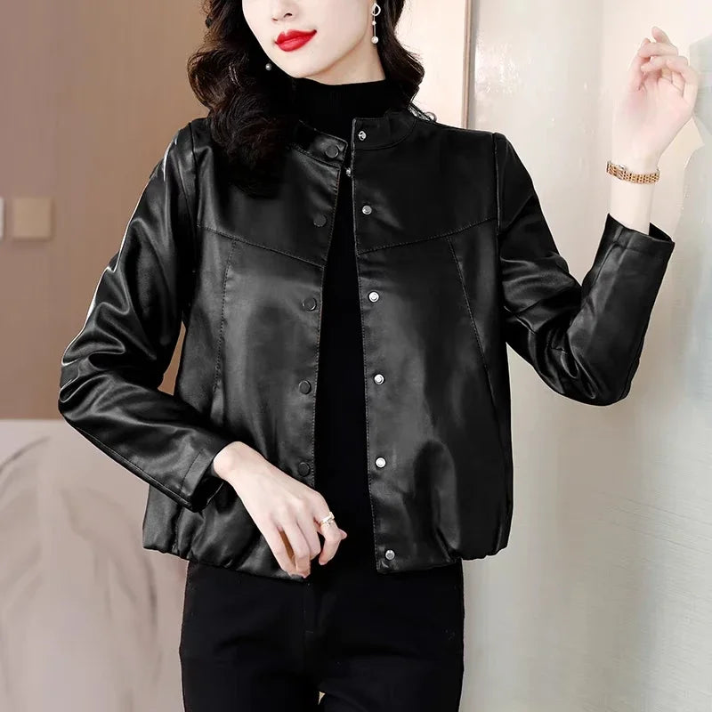 Fashionable Jacket for Women Short 2025 Spring and Autumn New Fashionable and Loose Leather Jacket