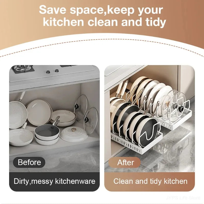 2026 Kitchen Multifunctional Organizer Pull Out for Pots/Pans Sliding Lid Holder Spice Rack & Dish Drying Racks Drawer Organizer