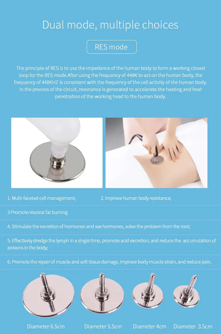 INDIBA weight loss tecartherapy 448khz Tecar Machine 12CM penetration deep skin care system RET CET Machine