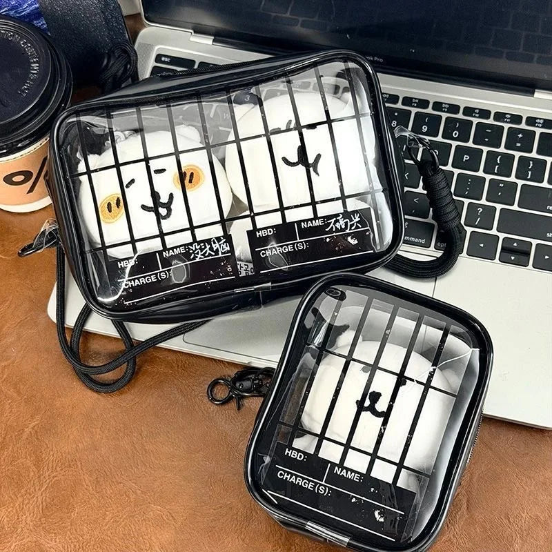 New Fun Creative Prison-themed Itabag Transparent Case For 13cm Doll Portable Clear Keychain Gift Box Collectibles Storage Pouch
