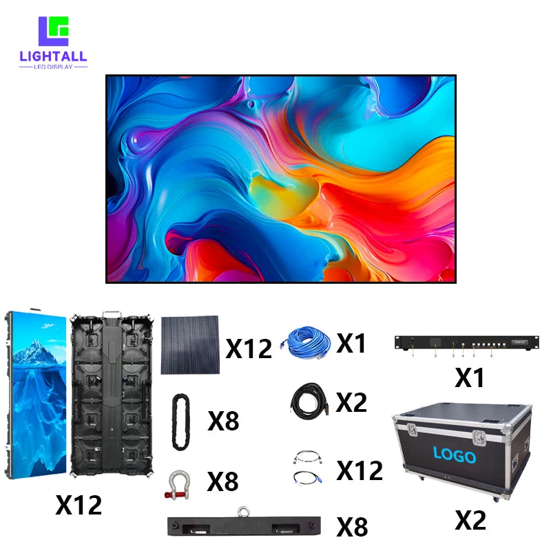 Whole set Outdoor P3.91mm 3x2m LED screen Events use
