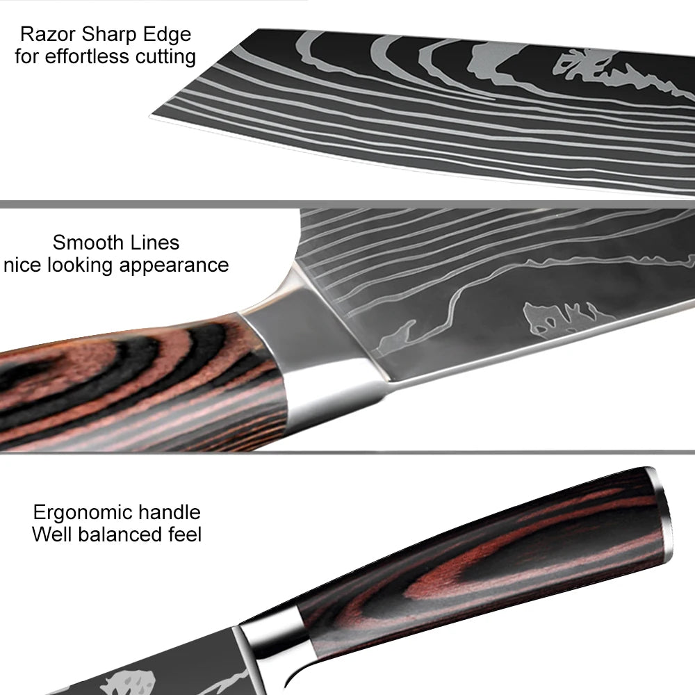 8 Inch Professional Japanese Kiritsuke Knife German High Carbon Stainless Steel Ultra Sharp Meat Fish Sushi Kitchen Chef's Knife