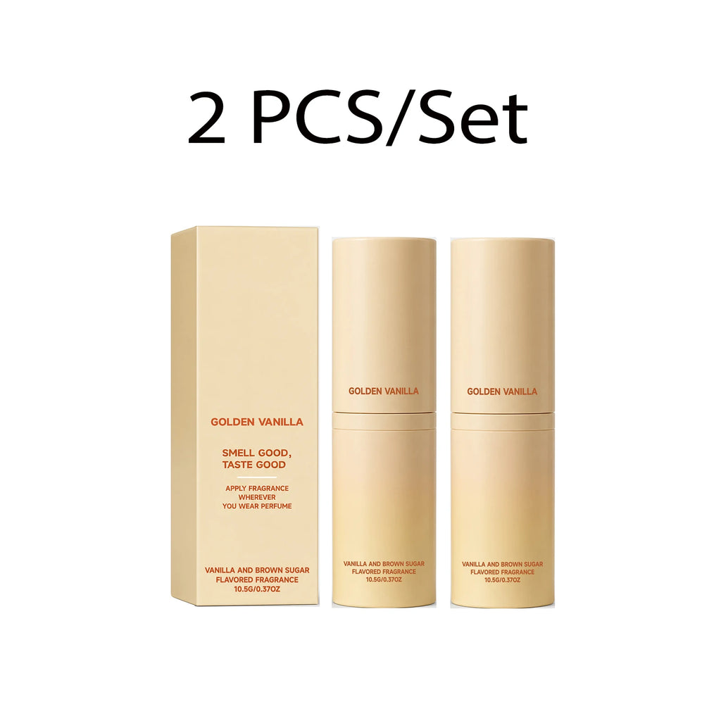 Golden Vanilla Perfume Stick Solid Fragrance Balm Plant Extract Moisturizing Skin Portable Long Lasting Pocket Scent 10g