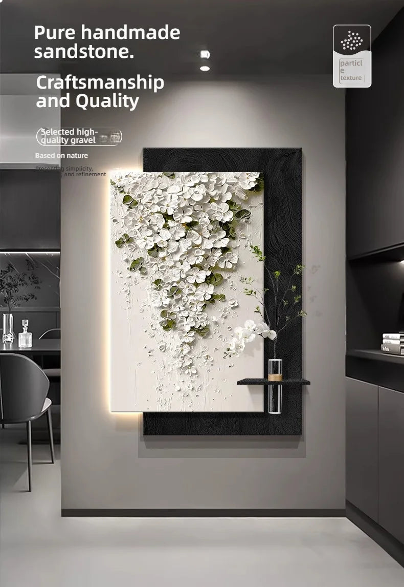 Led Light Hydroponic Green Plants Entrance Door Decoration High-end Feeling Corridor Hanging Flower Wall Lamp Painting
