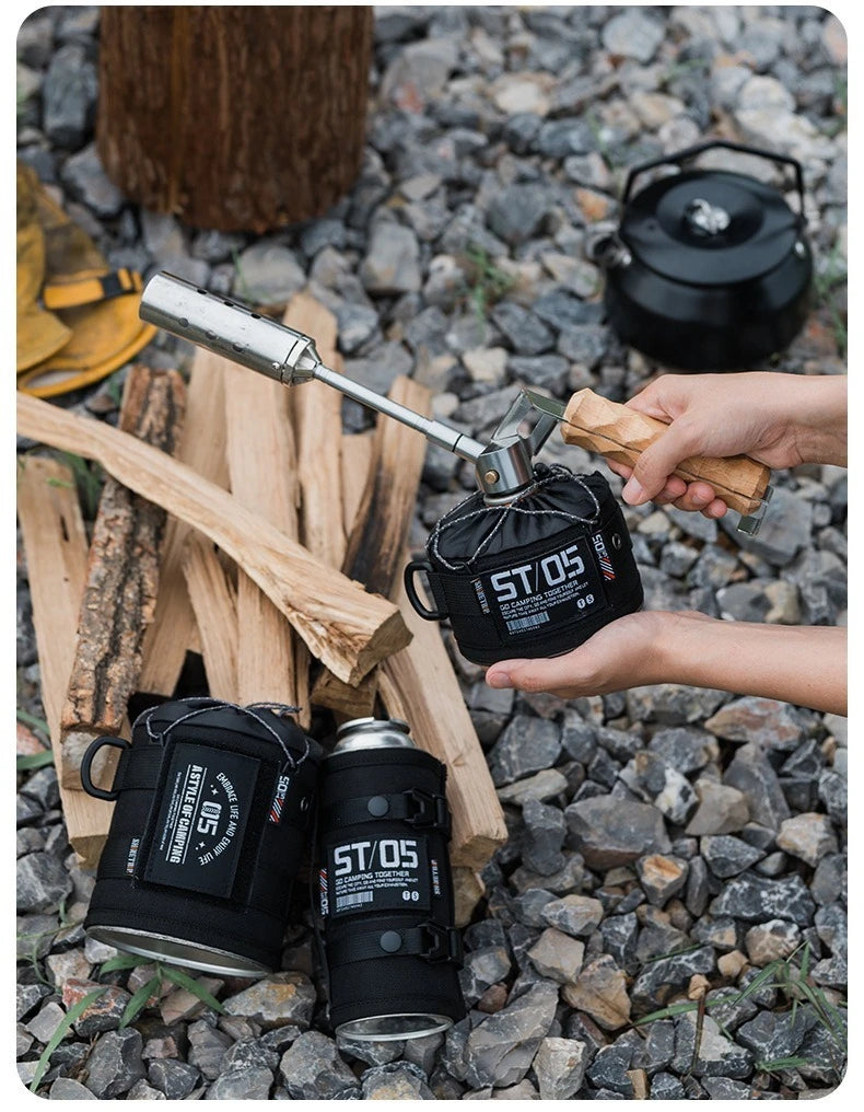 Blackened Gas Cylinder Protective Cover Outdoor Series Anti-Collision Camping Decoration Storage for Camping Gear