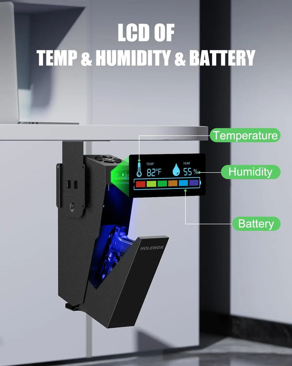 Smart Fingerprint Handgun Safe Biometric Lock Alloy Steel Security Box for Home Car Bedside