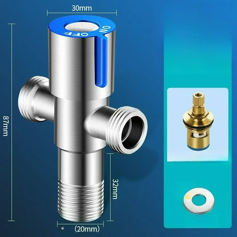 Hot and Cold Water Valve Bathroom Connector for Toilet Basin Water Heater G1/2 Stainless Steel Angle Valve Thread Triangle Valve