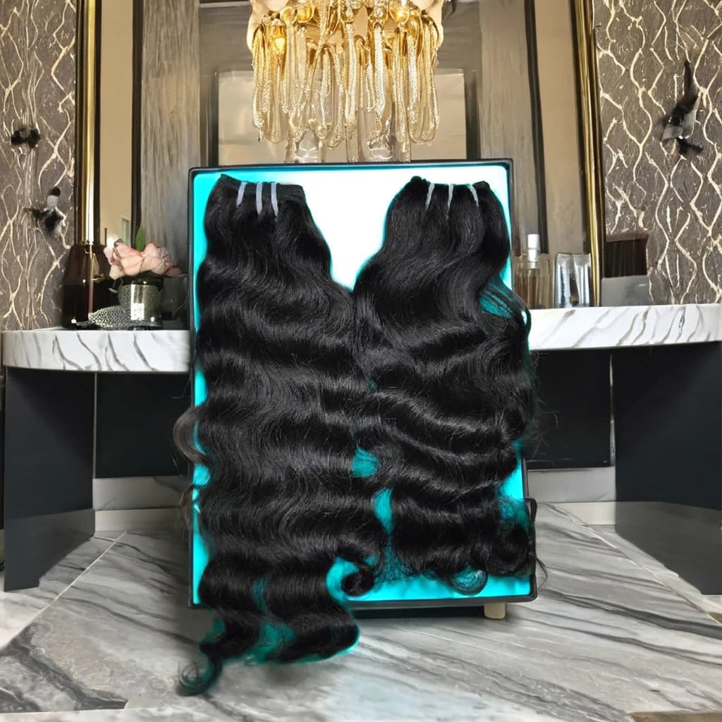 100% Human Remy Virgin Straight Wavy High Quality Shedding Resistant Soft Shiny Indian Hair Weave Machine Double Weft Cuticle