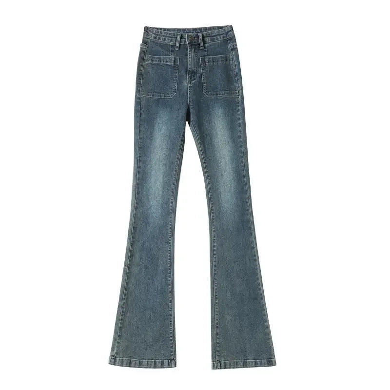 Y2K Loose Casual Womens Trousers High Waist Flared Denim Pants Spring Autumn New Stretchy Bootcut Jeans for Petite Body Shape