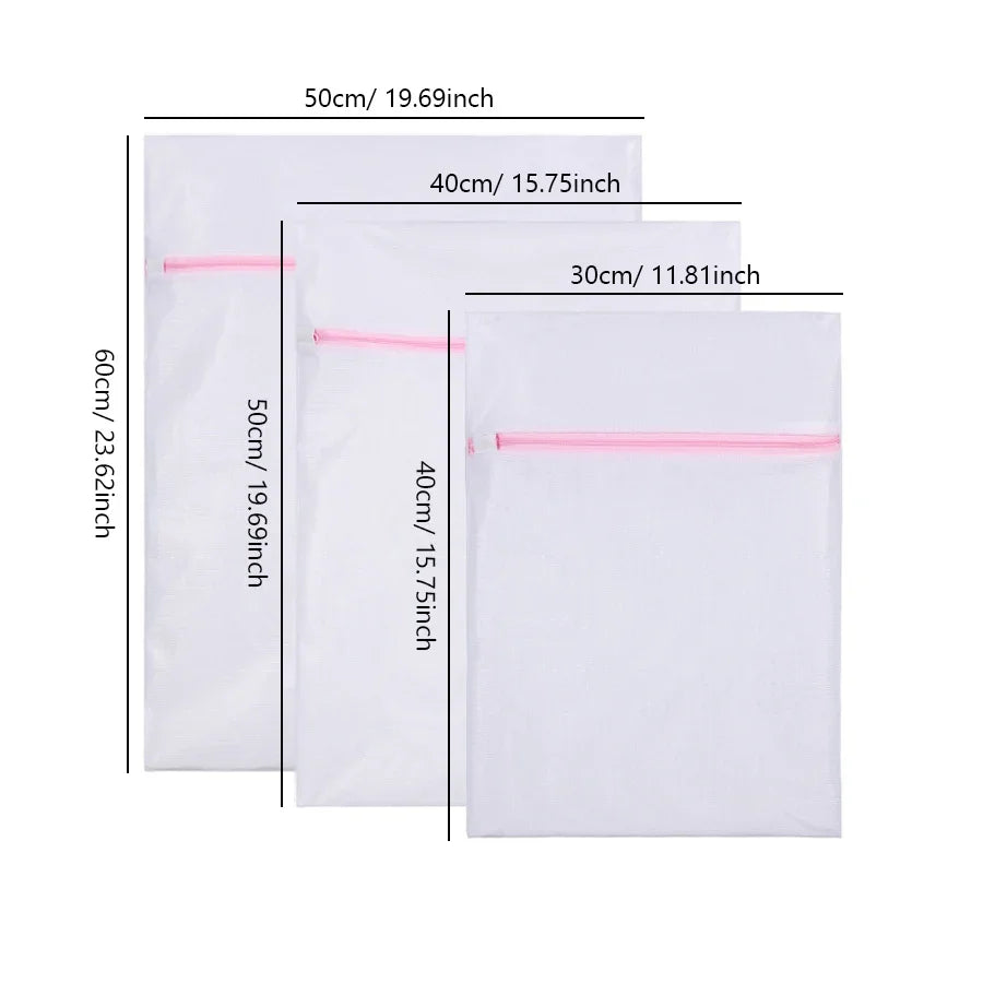 3Pcs/Set Zippered Mesh Laundry Bags for Bra Underwear Household Cleaning Tools Bra Care Underwear Cleaning Accessories
