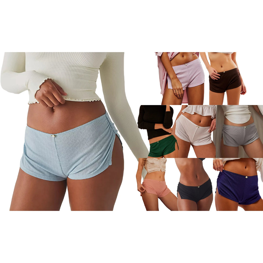 Women Pajama Shorts Soft Comfy Side Split Ruched Elastic Lounge Pants Stretch Sleep Pj Bottoms Sleepwear