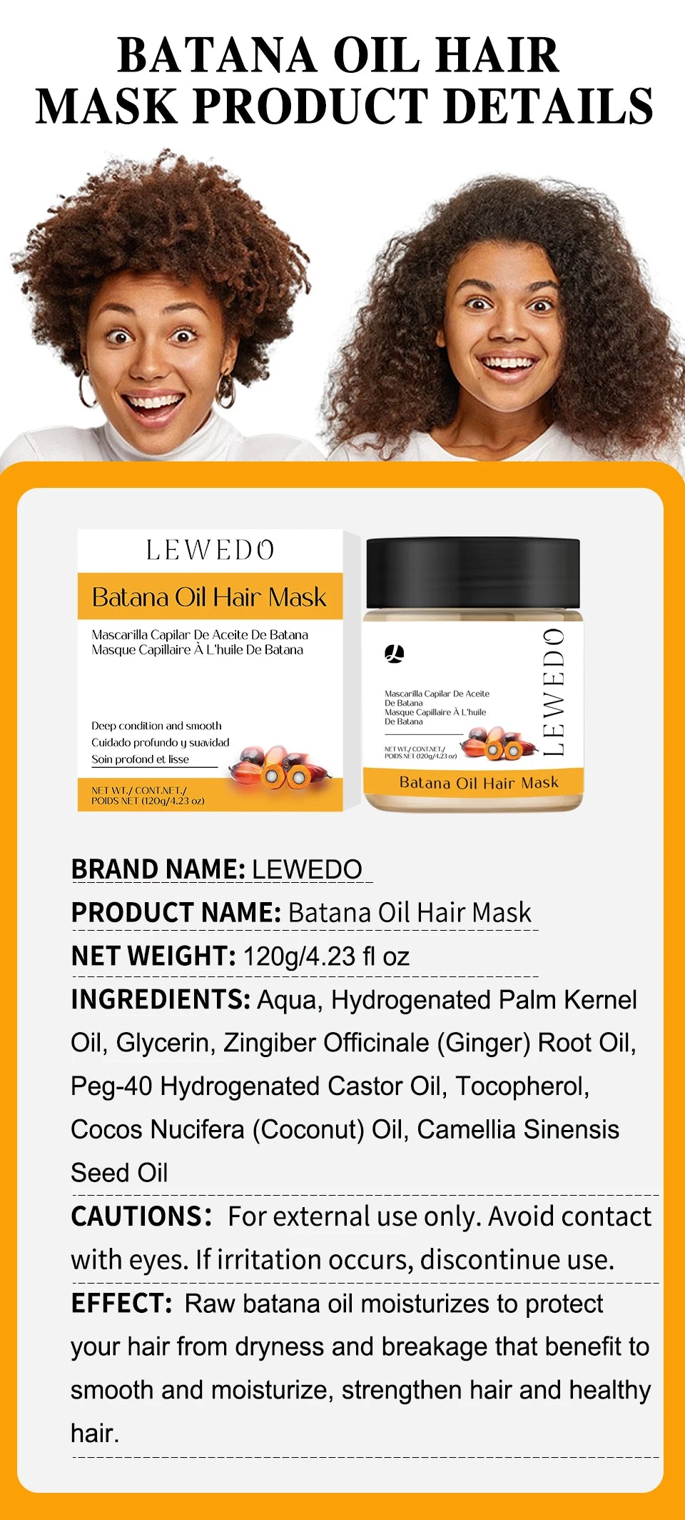 120g Batana Hair Mask Fast Hair Growth Oil Scalp Care Conditioner Batana Oil Anti Hair Loss Thicker Hair Serum Nourish Hair Root