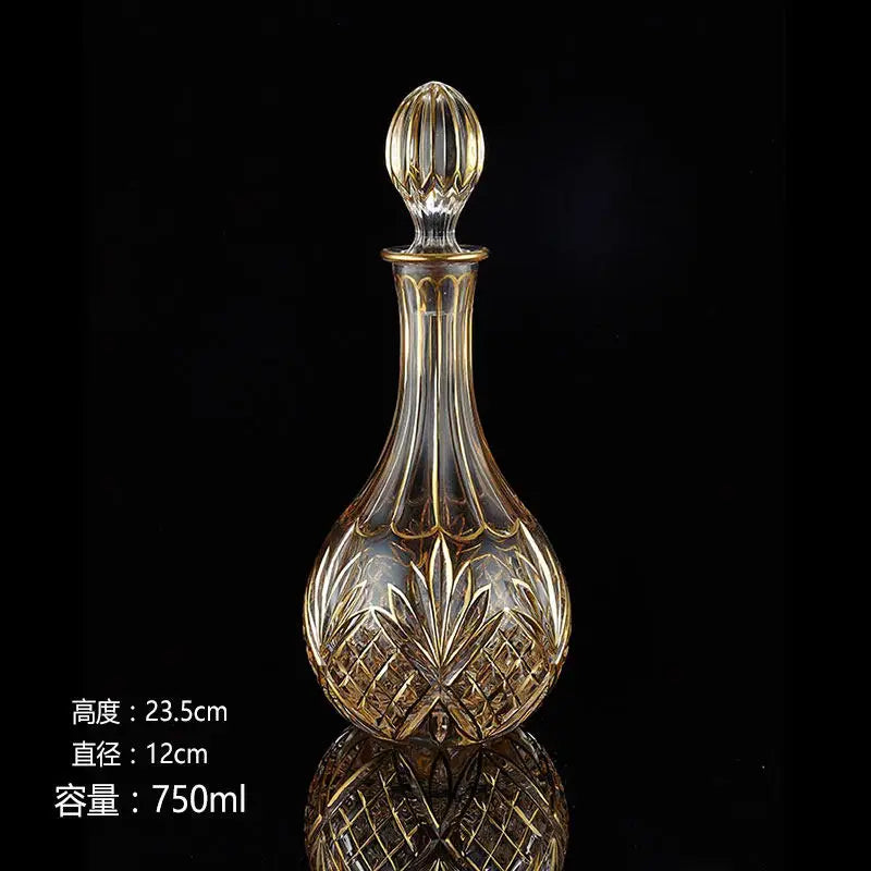 DSA crystal glass wine bottle gold-painted creative household whiskey bottle with lid white red wine decanter